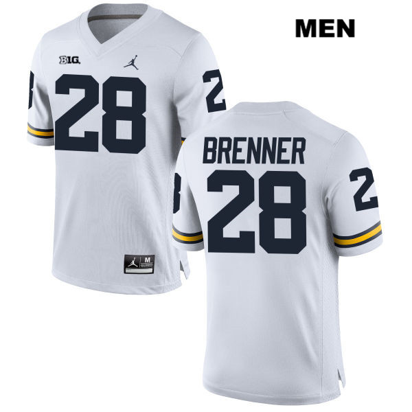 Men's NCAA Michigan Wolverines Austin Brenner #28 White Jordan Brand Authentic Stitched Football College Jersey YV25J46QX